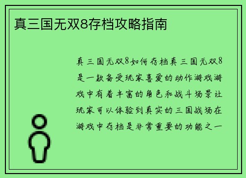 真三国无双8存档攻略指南
